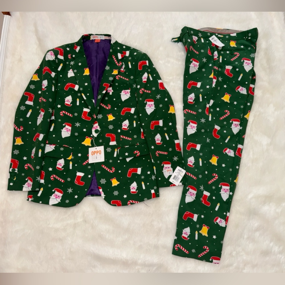 Men's OppoSuits NWT Festive Holiday Party 2 piece Santaboss Pant Suit, sz 40 - Picture 4 of 11